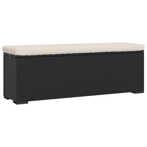 Bænk med hynde 110x30x40 cm polyrattan sort