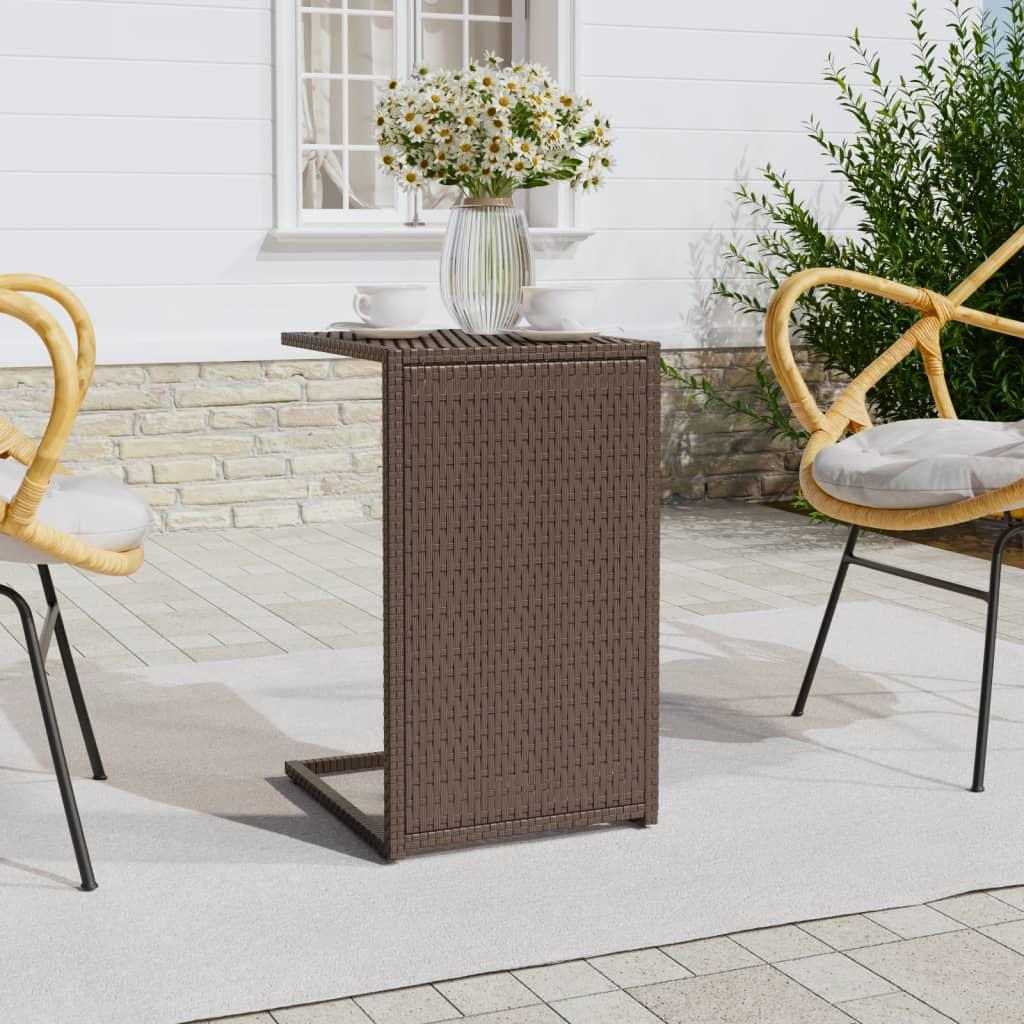 Sidebord 40x35x60 cm C-formet polyrattan brun