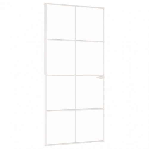 Dør 93x201,5 cm hærdet glas og aluminium hvid