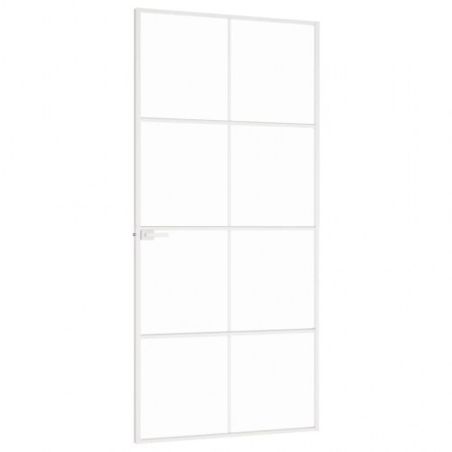 Dør 93x201,5 cm hærdet glas og aluminium hvid