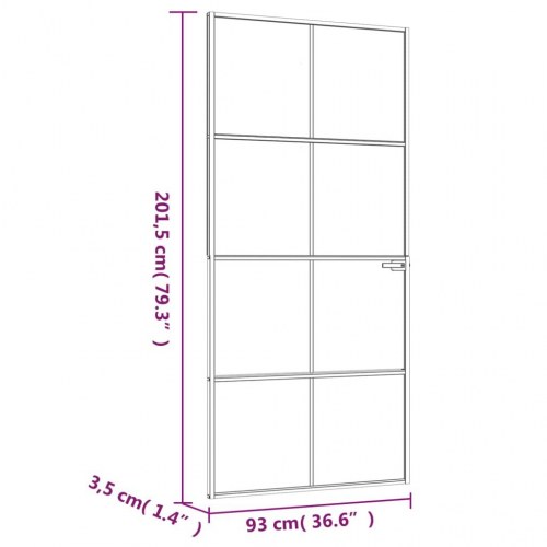 Dør 93x201,5 cm hærdet glas og aluminium hvid