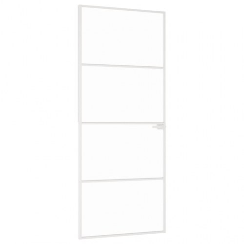 Inderdør i hærdet glas og aluminium - 83 × 201,5 cm, hvid