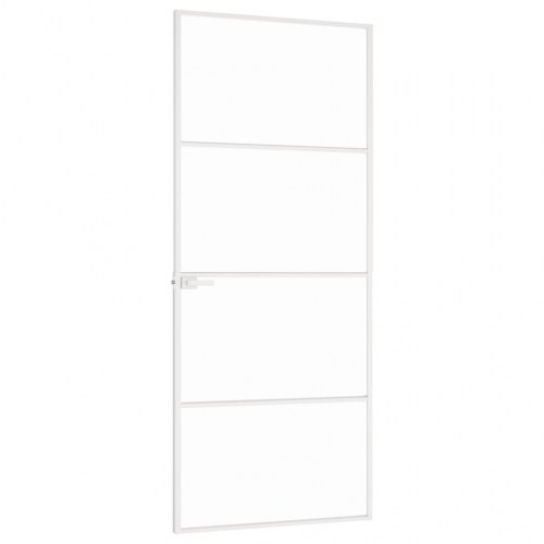 Inderdør i hærdet glas og aluminium - 83 × 201,5 cm, hvid