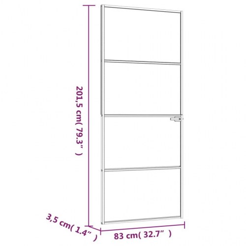Inderdør i hærdet glas og aluminium - 83 × 201,5 cm, hvid