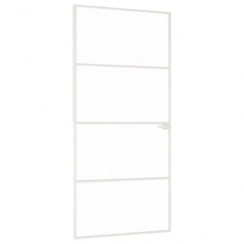 Indvendig glasdør 93×201,5 cm - hærdet glas og hvid aluminiumsramme