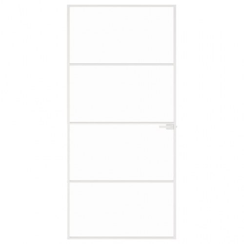 Indvendig glasdør 93×201,5 cm - hærdet glas og hvid aluminiumsramme