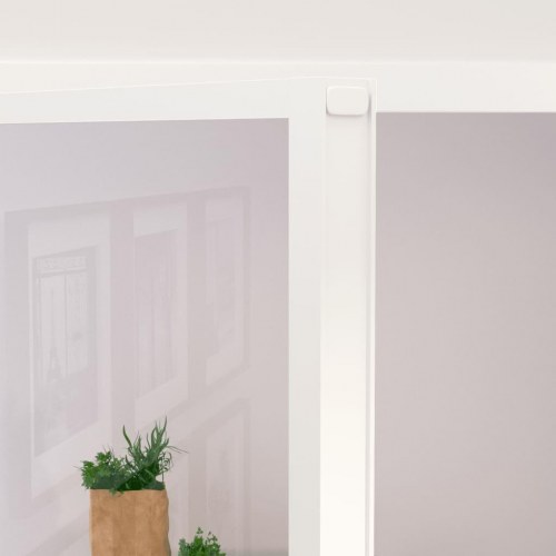 Indvendig glasdør 93×201,5 cm - hærdet glas og hvid aluminiumsramme