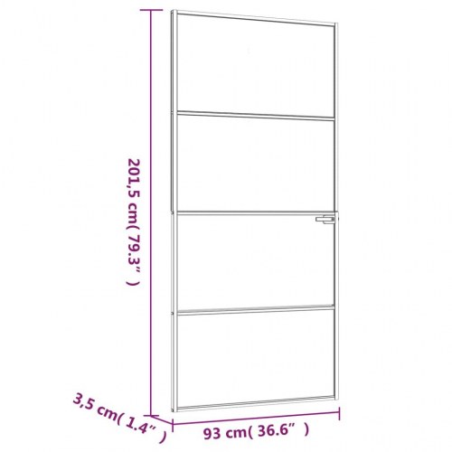 Indvendig glasdør 93×201,5 cm - hærdet glas og hvid aluminiumsramme