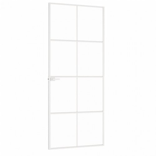 Dør 83x201,5 cm hærdet glas og aluminium hvid