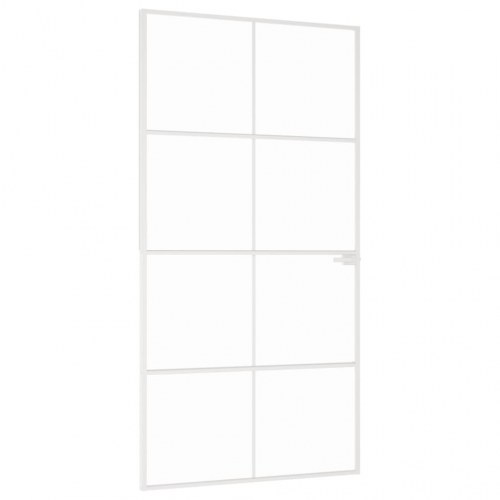 Dør 102x201,5 cm hærdet glas og aluminium hvid