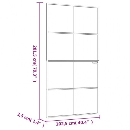 Dør 102x201,5 cm hærdet glas og aluminium hvid