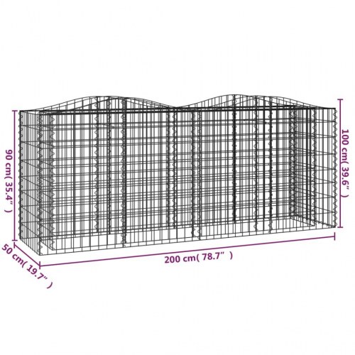 Buet gabion-højbed 200×50×100 cm - galvaniseret jern