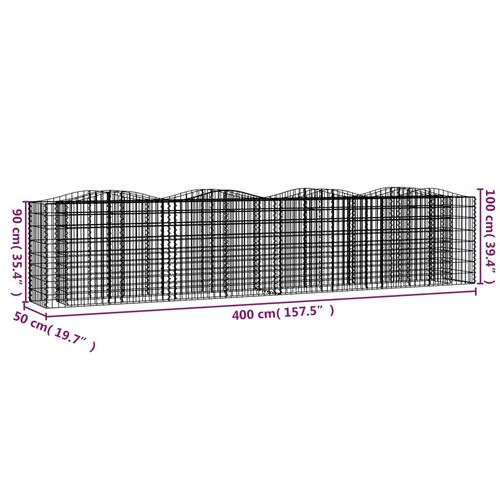 Buet gabion-højbed 400x50x100 cm galvaniseret jern