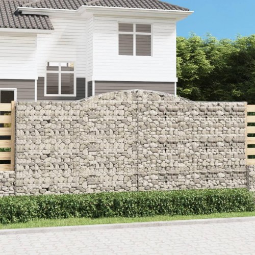 Buet gabionkurv 400 × 50 × 180/200 cm - galvaniseret jern
