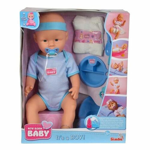 Babydukke med tilbehør Simba New Born Baby 43 cm