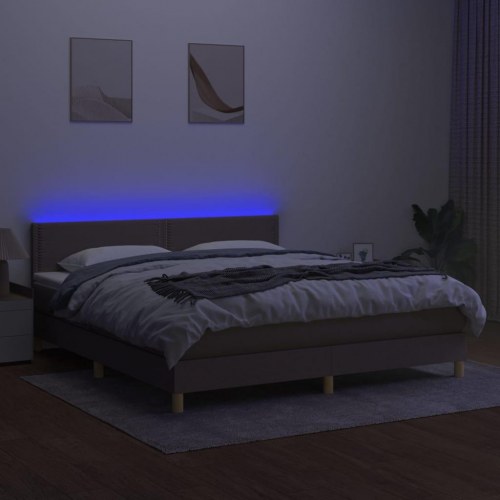 Kontinentalseng med LED-lys 180×200 cm - stof, gråbrun