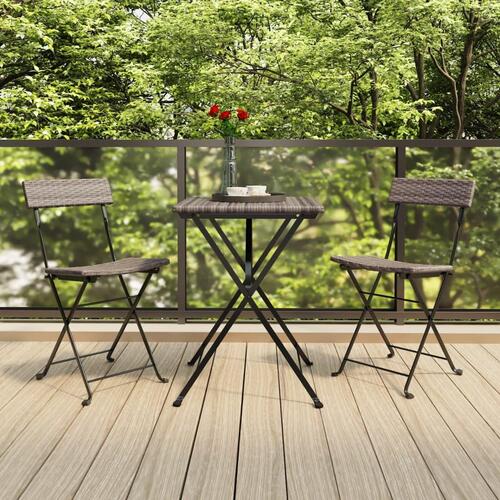 Foldbare bistrostole 2 stk. polyrattan og stål grå