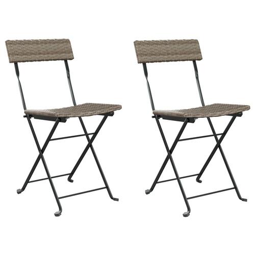 Foldbare bistrostole 2 stk. polyrattan og stål grå