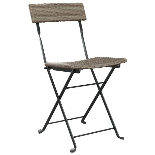 Foldbare bistrostole 2 stk. polyrattan og stål grå