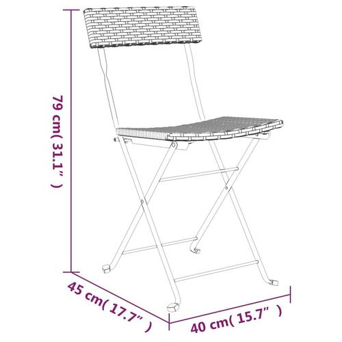 Foldbare bistrostole 2 stk. polyrattan og stål grå