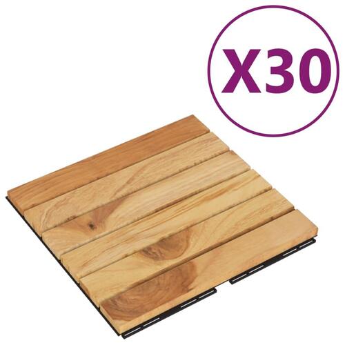 Terrassebrædder 30 stk. 30x30 cm lodret mønster massivt teak