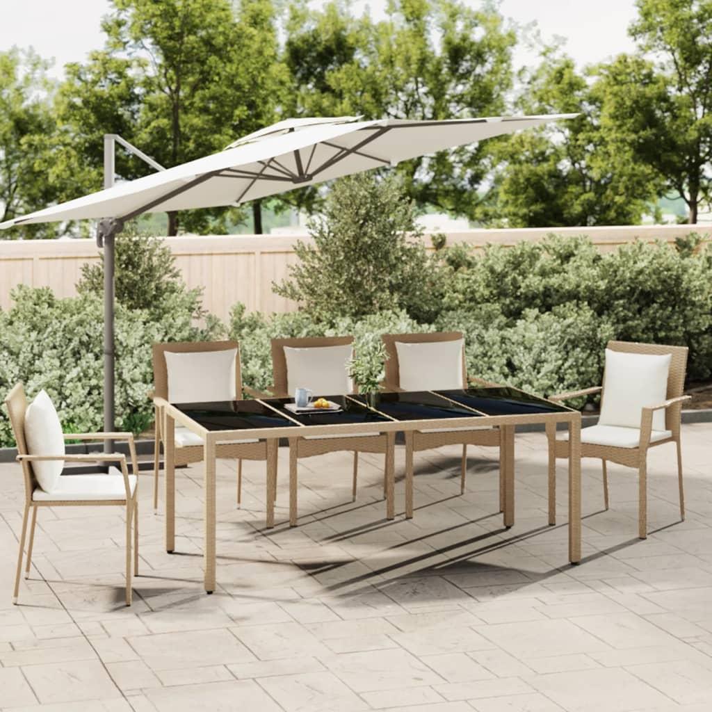 Havebord med glasbordplade polyrattan og hærdet glas beige billede