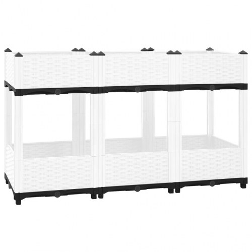 Højbed i polypropylen 120 × 40 × 71 cm - hvid, rattanlook