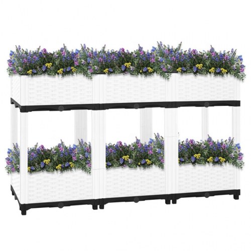 Højbed i polypropylen 120 × 40 × 71 cm - hvid, rattanlook