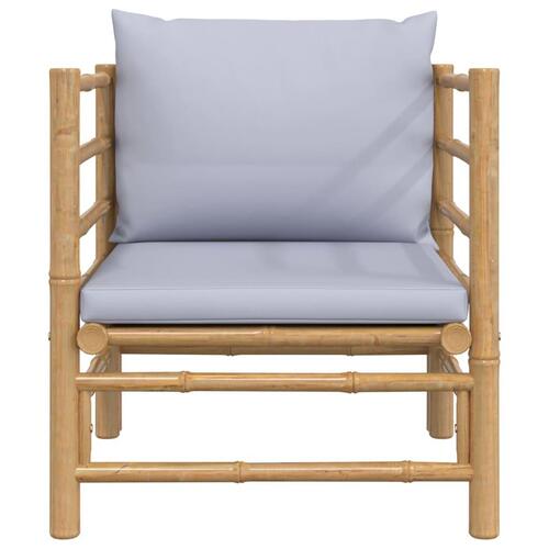Havesofa med lysegrå hynder bambus