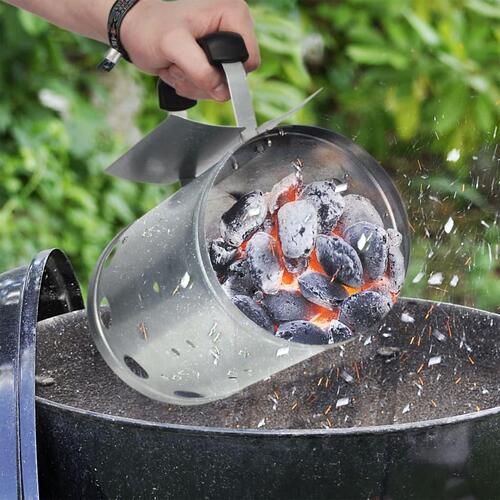 grillstarter med håndtag 16,5 cm sølvfarvet