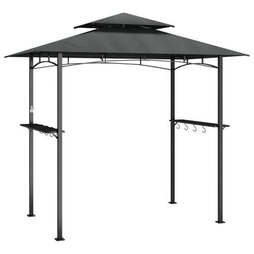 Grillpavillon med sidehylder 240x150x243 cm stål antracitgrå