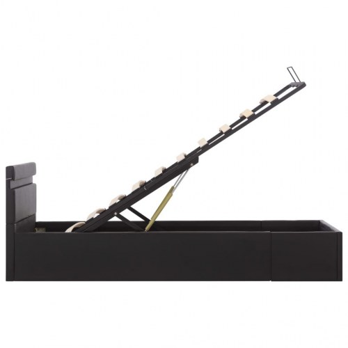 Hydraulisk opbevaringsseng med LED 90 x 200 cm kunstlæder sort