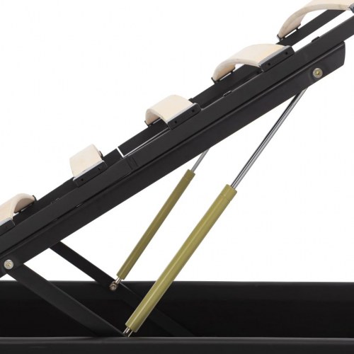 Hydraulisk opbevaringsseng med LED 90 x 200 cm kunstlæder sort