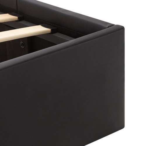 Hydraulisk opbevaringsseng med LED 90 x 200 cm kunstlæder sort