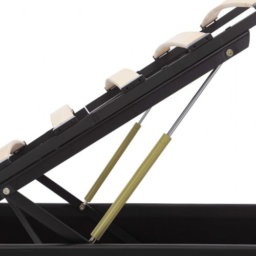 Hydraulisk opbevaringsseng med LED 120 x 200 cm kunstlæder sort