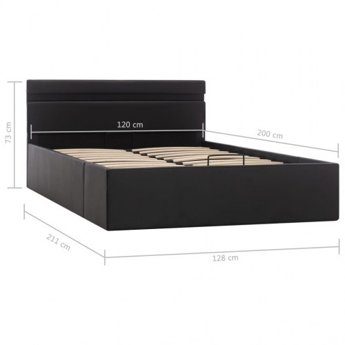 Hydraulisk opbevaringsseng med LED 120 x 200 cm kunstlæder sort