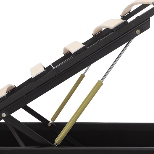 Hydraulisk opbevaringsseng med LED 140 x 200 cm kunstlæder sort