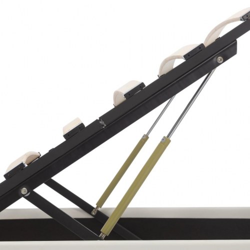Hydraulisk opbevaringsseng med LED 90 x 200 cm kunstlæder hvid