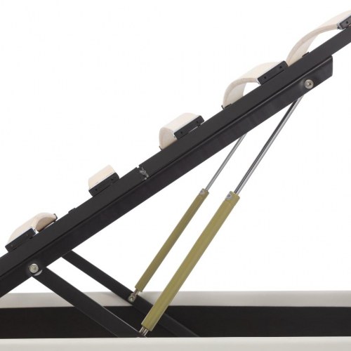 Hydraulisk opbevaringsseng med LED 100 x 200 cm kunstlæder hvid