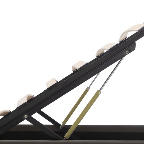 Hydraulisk opbevaringsseng med LED 100 x 200 cm kunstlæder grå