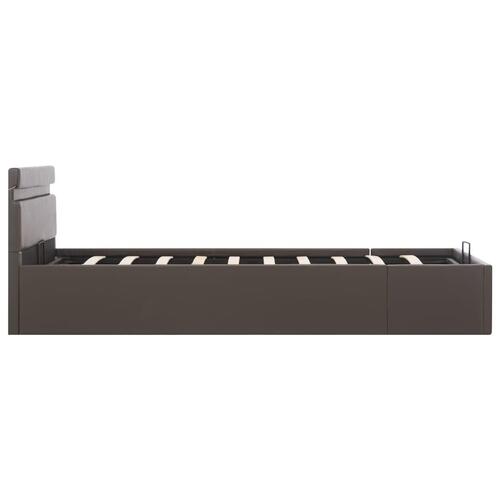 Hydraulisk opbevaringsseng med LED 120 x 200 cm kunstlæder grå