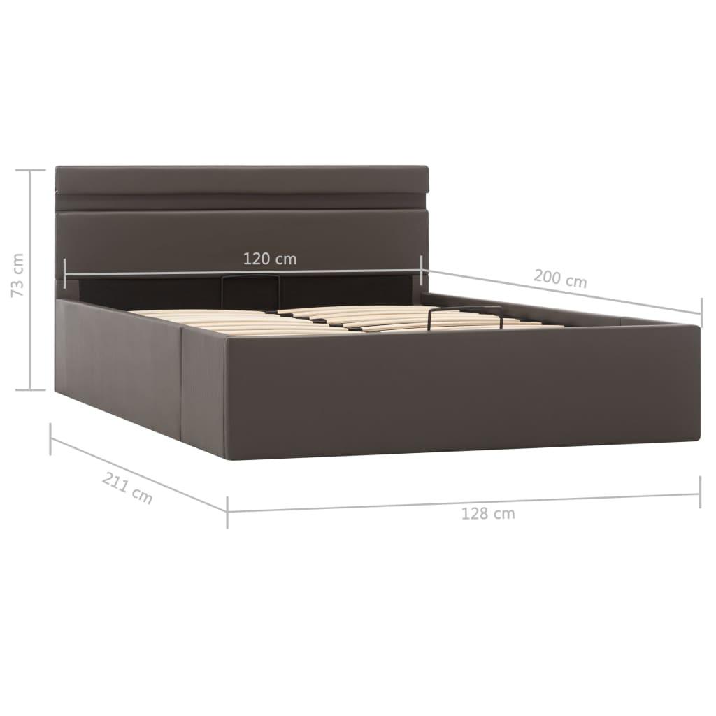 Hydraulisk opbevaringsseng med LED 120 x 200 cm kunstlæder grå