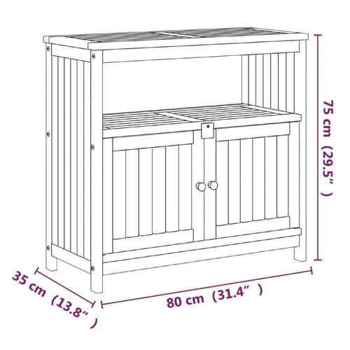 Konsolbord til haven 80x35x75 cm massivt akacietræ