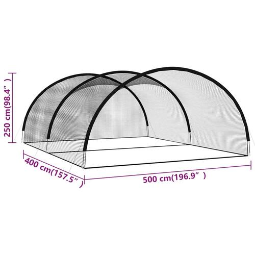 Batting cage net til baseball 500x400x250 cm polyester sort