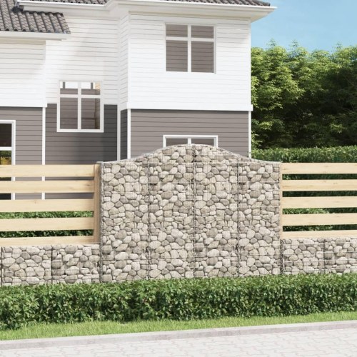 Buede gabionkurve - sæt à 2, 200×30×160/180 cm i galvaniseret jern