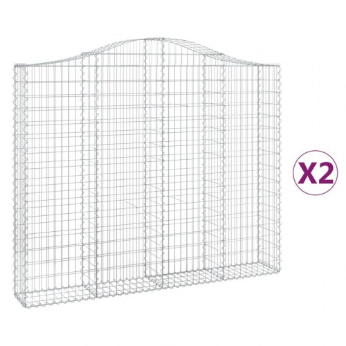 Buede gabionkurve - sæt à 2, 200×30×160/180 cm i galvaniseret jern