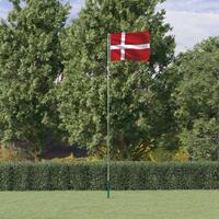 Danmark flag og flagstang 5,55 m aluminium