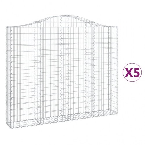 Buede gabionkurve - 5 stk. 200×30×160/180 cm i galvaniseret jern
