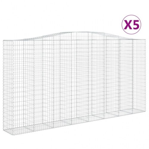 Buede gabionkurve - 5 stk. 400 × 50 × 200/220 cm i galvaniseret jern