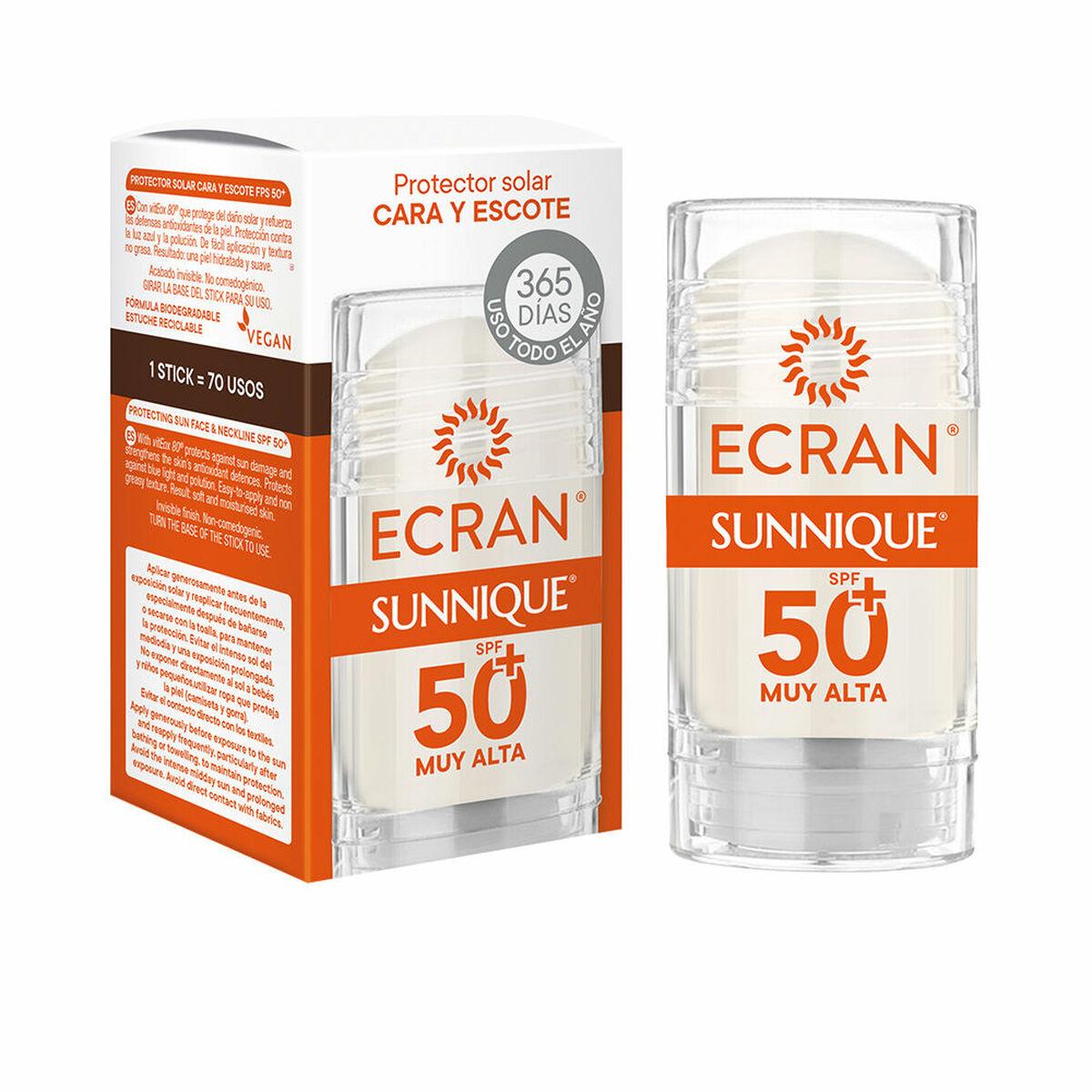 Solcreme SPF 50+ til ansigt og décolleté - Ecran Sunnique 30 ml stick